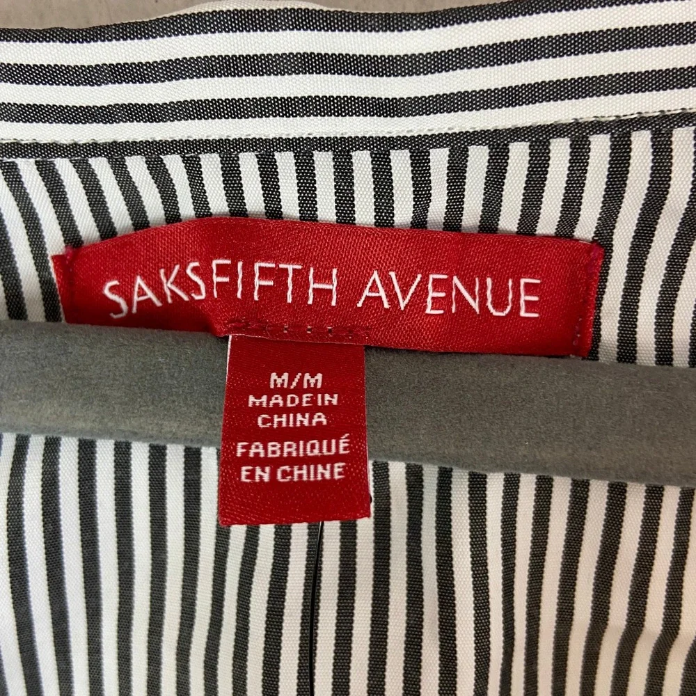 SAKS FIFTH AVENUE Black White Stripe‎ Off Shoulder Romper Playsuit Sz M Coastal